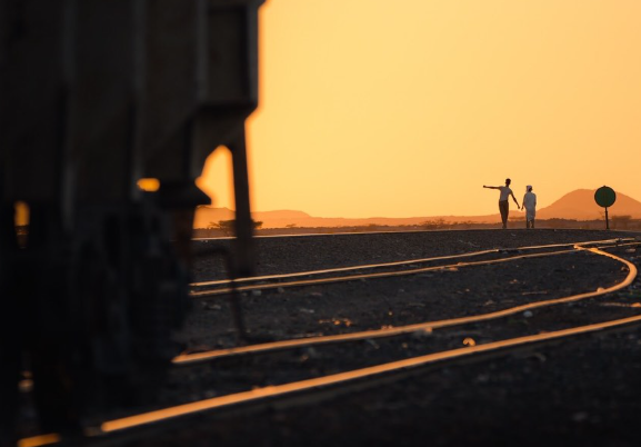 Iron ore train tracks in Mauritania
